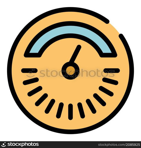 Round thermometer icon. Outline round thermometer vector icon color flat isolated. Round thermometer icon color outline vector