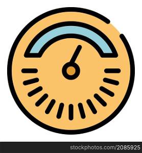 Round thermometer icon. Outline round thermometer vector icon color flat isolated. Round thermometer icon color outline vector