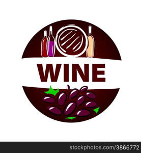 Round vector logo barrel and bottle of wine