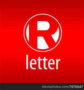 Round vector logo letter R on a red background