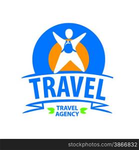 Round vector logo tourist with a backpack