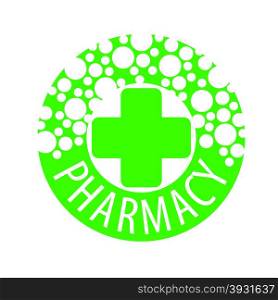 Round vector logo with pills to pharmacies