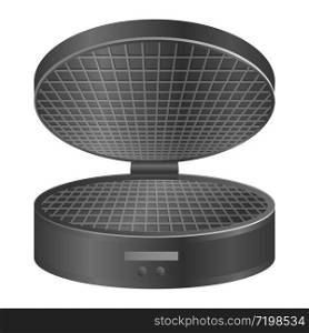 Round waffle maker icon. Realistic illustration of round waffle maker vector icon for web design isolated on white background. Round waffle maker icon, realistic style