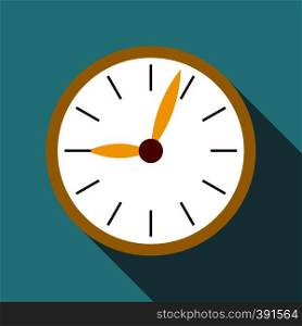 Round wall clock icon. Flat illustration of round wall clock vector icon for web. Round wall clock icon, flat style