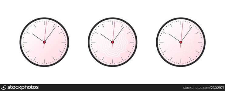 Round wall clock. Time and Clock icons. Simple classic wall clock. Vector illustration