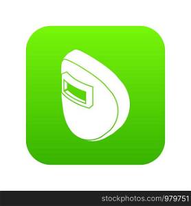 Round welding mask icon green vector isolated on white background. Round welding mask icon green vector