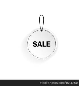Round white price tag with sale text. Vector on isolated white background. Eps 10. Round white price tag with sale text. Vector on isolated white background. Eps 10.