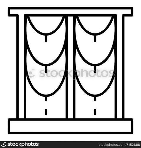 Round window curtain icon. Outline round window curtain vector icon for web design isolated on white background. Round window curtain icon, outline style