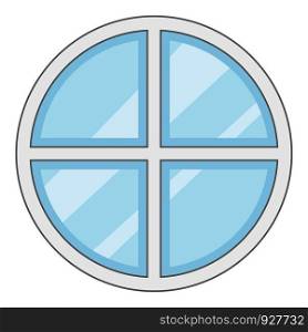 Round window frame icon. Cartoon illustration of round window frame vector icon for web. Round window frame icon, cartoon style