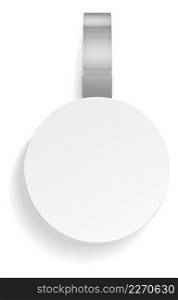Round wobbler. Blank white plastic tag template isolated on white background. Round wobbler. Blank white plastic tag template