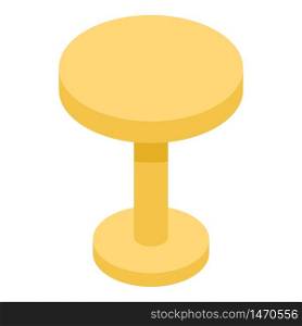 Round yellow table icon. Isometric of round yellow table vector icon for web design isolated on white background,Office room plan, icon, isometric, vector, 3d, cartoon. Round yellow table icon, isometric style