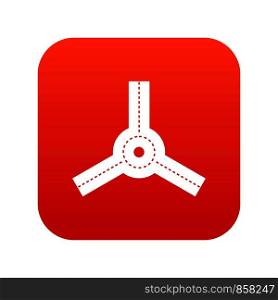 Roundabout icon digital red for any design isolated on white vector illustration. Roundabout icon digital red