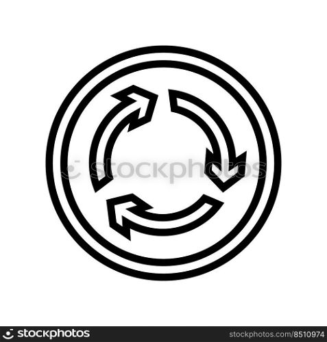 roundabout road sign line icon vector. roundabout road sign sign. isolated contour symbol black illustration. roundabout road sign line icon vector illustration