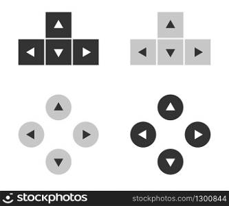 Rounded and square buttons for keyboard of computer. In black and white, flat. Vector EPS 10