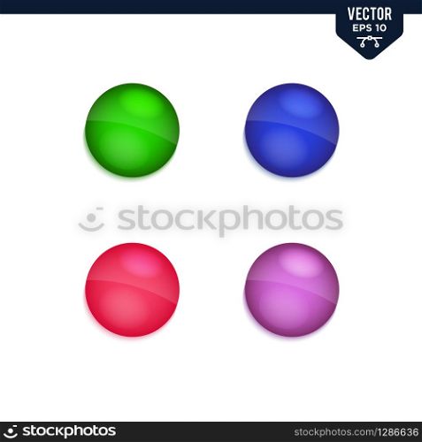 Rounded button set 3D style collection