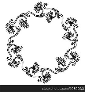 Rounded floral frame in hand drawn style. Vector ornamental decoration with daisy flowers. Rounded floral frame in hand drawn style. Vector ornamental decoration with daisy flowers.