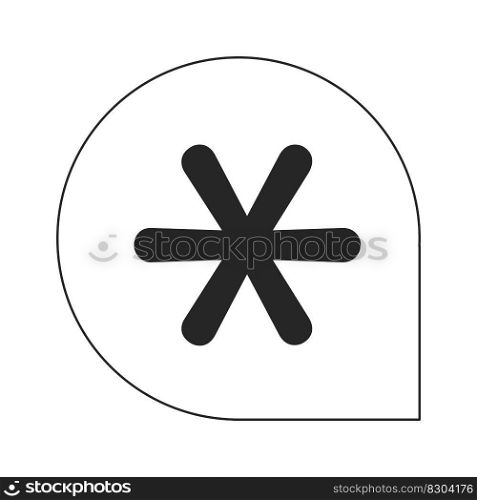 Rounded label with medical star flat line black white vector icon. Emergency service. Editable cartoon style element. Simple isolated outline spot illustration for web graphic design and animation. Rounded label with medical star flat line black white vector icon