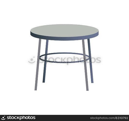 Rounded table object created for home decoration, home interior and table made of wooden material, vector illustration isolated on white background. Rounded White Table Object Vector Illustration