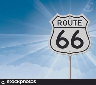 Route 66 Roadsign on Blue Sky