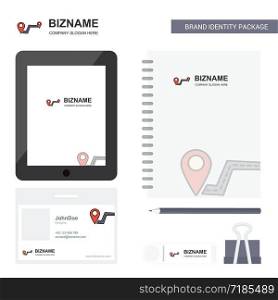 Route Business Logo, Tab App, Diary PVC Employee Card and USB Brand Stationary Package Design Vector Template