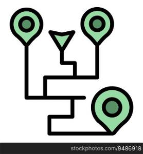 Route gps icon outline vector. Store shop. Pin point color flat. Route gps icon vector flat