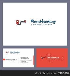 Route Logo design with Tagline & Front and Back Busienss Card Template. Vector Creative Design