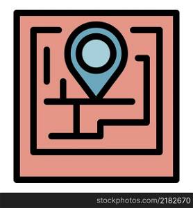 Route on screen icon. Outline route on screen vector icon color flat isolated. Route on screen icon color outline vector