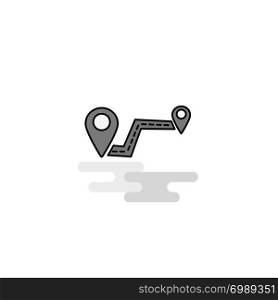 Route Web Icon. Flat Line Filled Gray Icon Vector