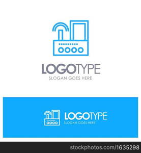 Router, Device, Signal, Wifi, Radio Blue outLine Logo with place for tagline