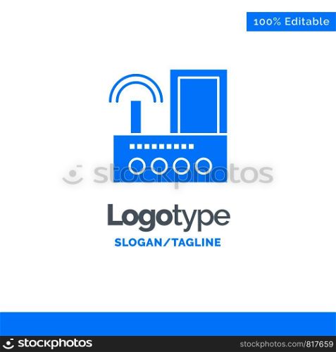 Router, Device, Signal, Wifi, Radio Blue Solid Logo Template. Place for Tagline