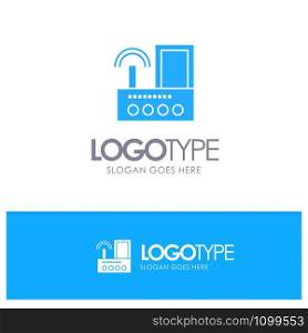 Router, Device, Signal, Wifi, Radio Blue Solid Logo with place for tagline