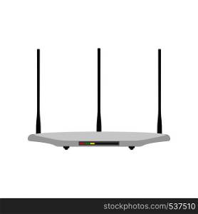 Router front view vector icon connection access isolated white. Firewall gateway security network internet equipment