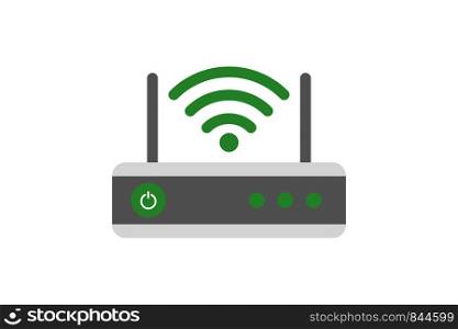 Router illustration sign of wifi connection. Internet network modem with waves isolated on white background. EPS 10. Router illustration sign of wifi connection. Internet network modem with waves isolated on white background.