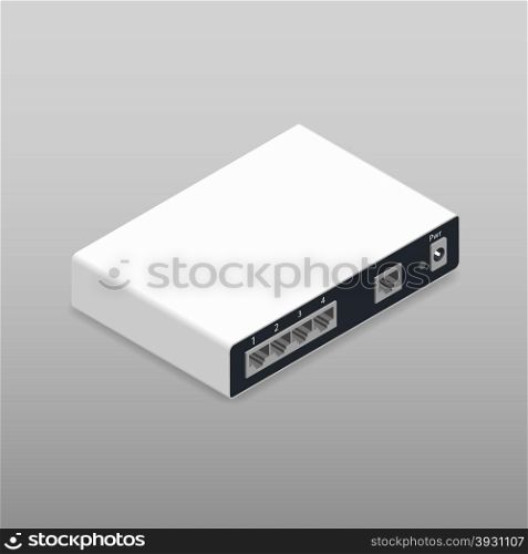 Router, the back side, isometric icon vector graphic illustration