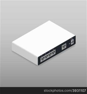 Router, the back side, isometric icon vector graphic illustration