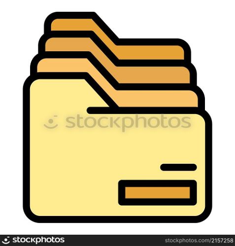 Row of folders icon. Outline row of folders vector icon color flat isolated. Row of folders icon color outline vector