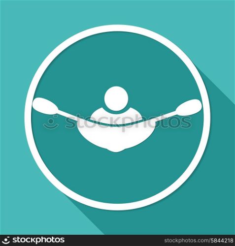 rowing icon on white circle with a long shadow