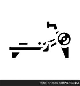 rowing machine fitness sport glyph icon vector. rowing machine fitness sport sign. isolated symbol illustration. rowing machine fitness sport glyph icon vector illustration