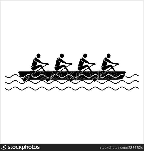 Rowing Team Icon, Water Sport Icon Vector Art Illustration
