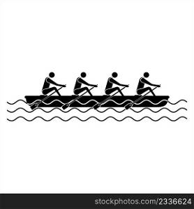 Rowing Team Icon, Water Sport Icon Vector Art Illustration
