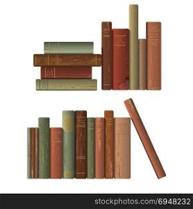 Rows of old books. Two rows of old books. Vector illustration.