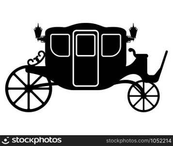 royal carriage for transportation of people black outline silhouette vector illustration isolated on white background