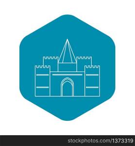 Royal castle icon. Outline illustration of royal castle vector icon for web. Royal castle icon, outline style
