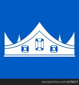 Royal crown icon white isolated on blue background vector illustration. Royal crown icon white
