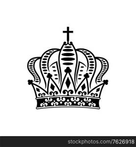 Royal crown isolated king or queen symbol. Vector monarch or emperor headwear, royalty sign. Monarchy symbol isolated royal crown