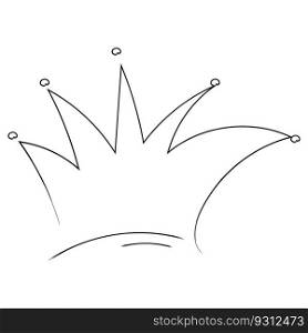 Royal crown, queen or princess diaden, tiara head, King in doodle style, hand drawn line isolated on white background. Vector illustration