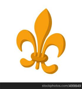 Royal french lily icon in cartoon style on a white background. Fleur de Lis . Royal french lily icon, cartoon style