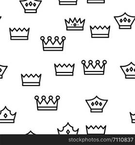 Royal Headwear, Crowns And Tiaras Vector Icons Seamless Pattern Illustration. Royal Headwear, Crowns And Tiaras Vector Seamless Pattern