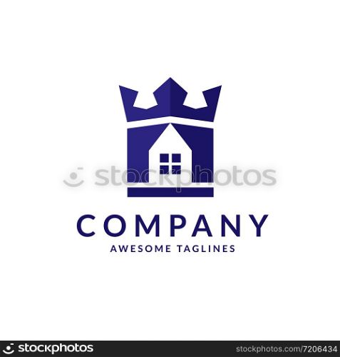 royal house logo with house image as the center part of a crown, Crown house logo design, Luxurious mansion with a crown symbol
