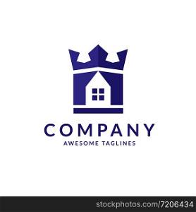 royal house logo with house image as the center part of a crown, Crown house logo design, Luxurious mansion with a crown symbol